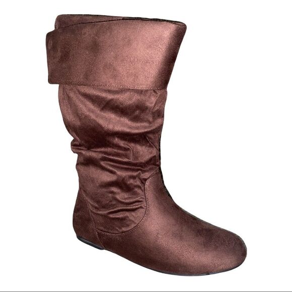 Journee Collection Brown Chely-3 Shelly Faux Suede Slouch Boots 9M NWT - Picture 2 of 7